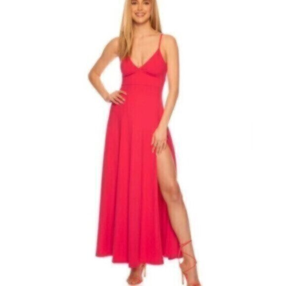 NWT J. Crew Pink Drapey Spaghetti Strap Maxi Dress With Side Slit - Picture 1 of 14